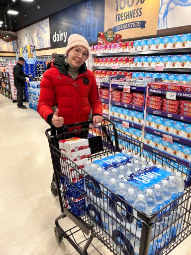 In-kind donations from Sobeys that helped make our community event possible. Cart with drinks and cookies.